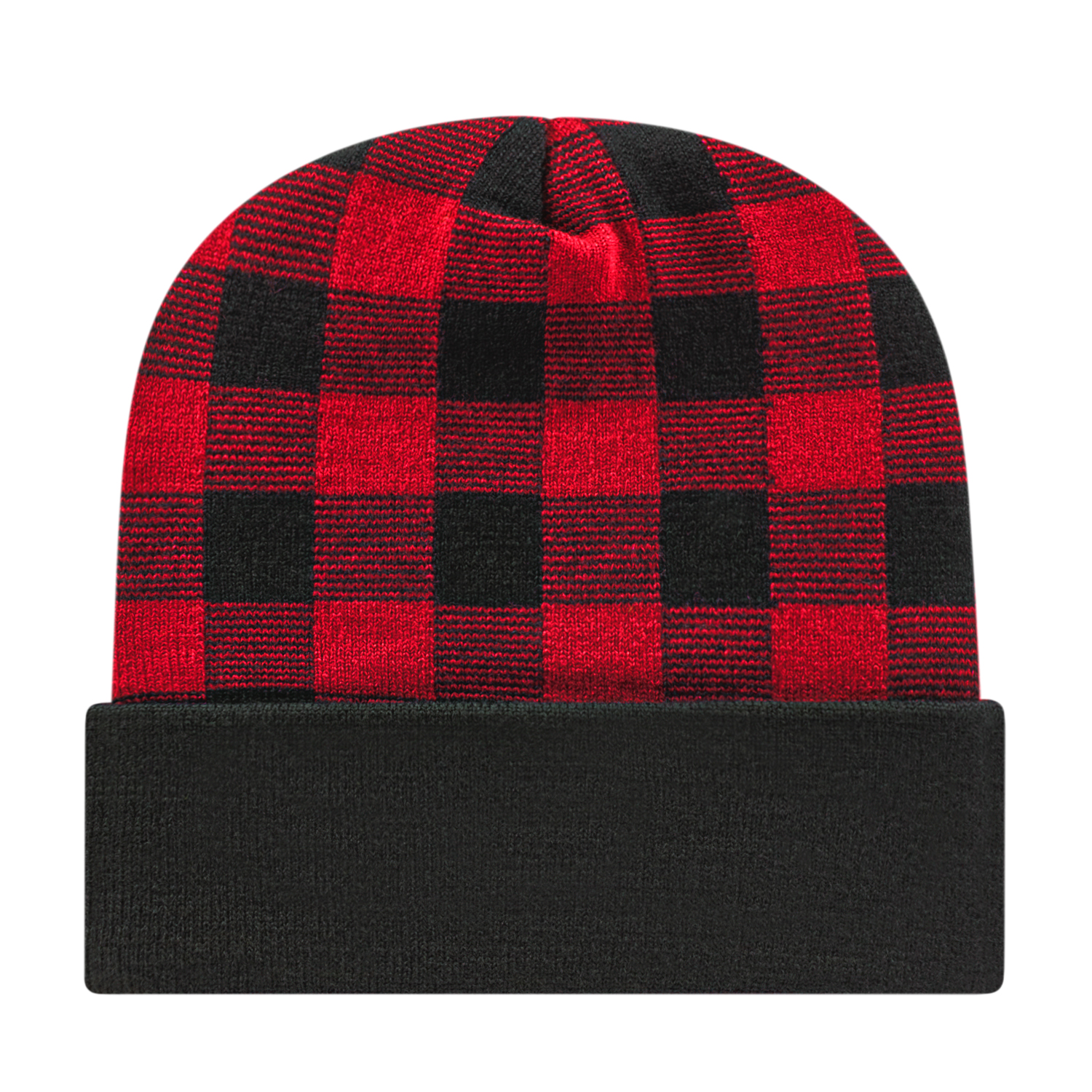 Plaid Knit Cap with Cuff 3